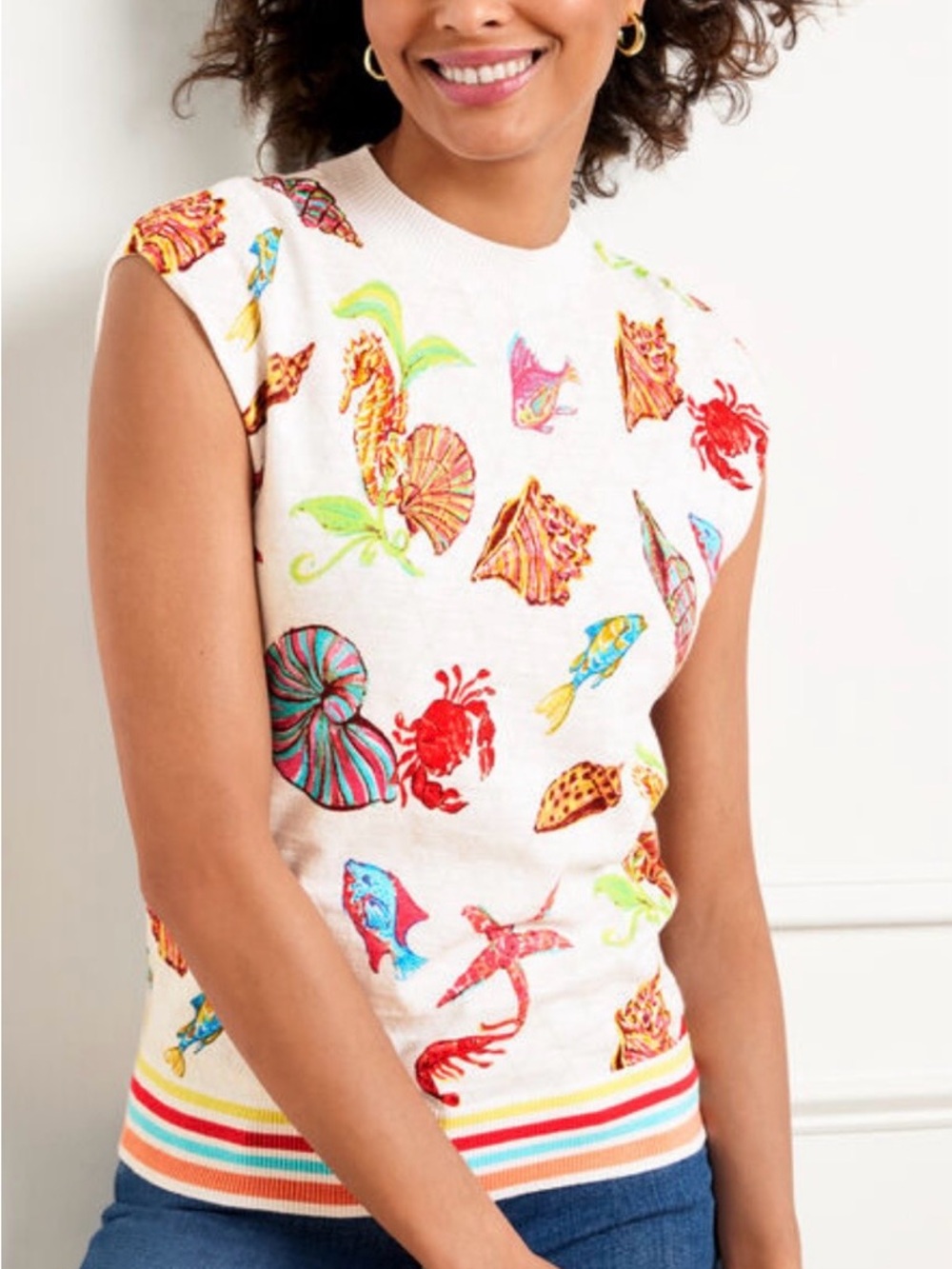 Talbots Cap Sleeve Pullover Underwater World